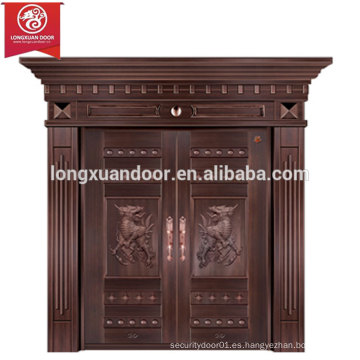 Puertas de entrada personalizadas, doble puerta de fuego de cobre oscilante, Puerta de bronce de calidad